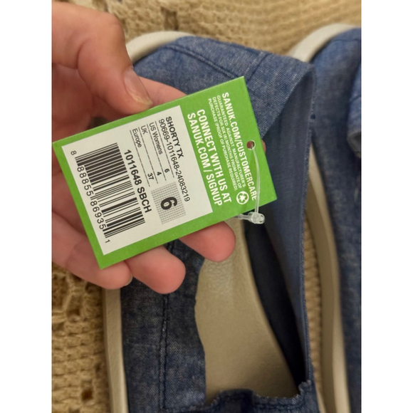 Shorty TX Women's Sanuk Slate Blue Chambray In Color Brand New in Bag Size 6 - Picture 7 of 9